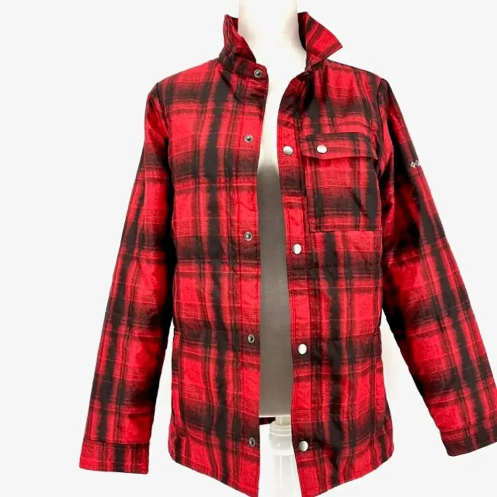 Columbia polyester shell quilted red plaid‎ jacket (Youth XL)